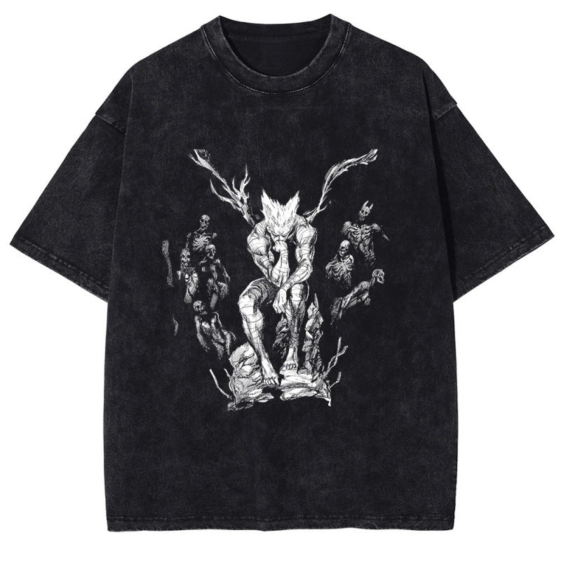 Summer Hot Selling One Punch Man AnimePrinted T-Shirt Summer Cotton Washed Vintage Short Sleeve