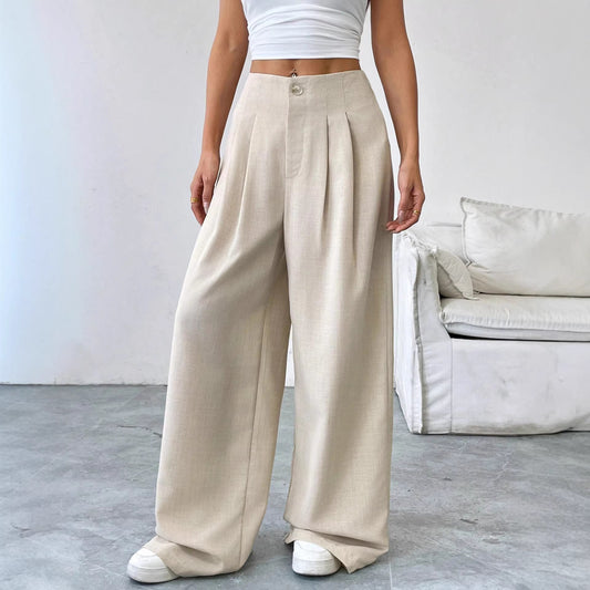 Losse dames pantalon met rechte pijpen