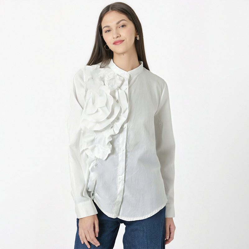 Blouse met lange mouwen gegolfd onregelmatig in elkaar gezet