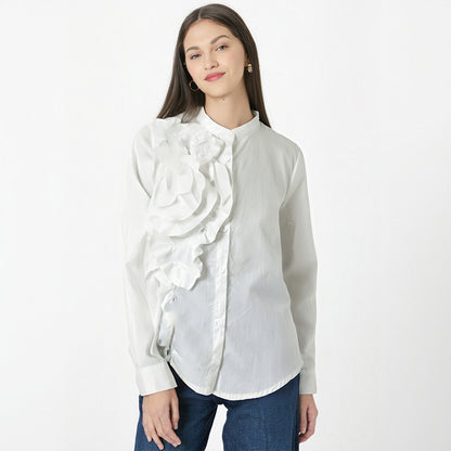Blouse met lange mouwen gegolfd onregelmatig in elkaar gezet