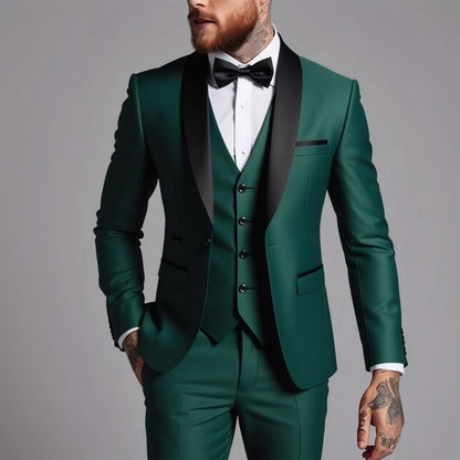 Men's Business Suit Three-Piece Set Double Vent Tuxedo Set