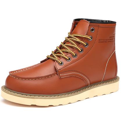 Britse casual hoge leren boots met brede neus