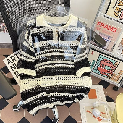 Summer collar loose casual polo shirt top