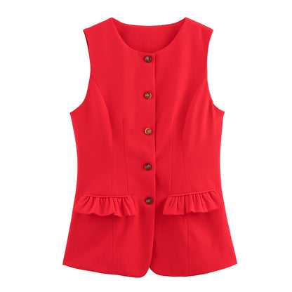 Elegant Women's Suit Vest Slim Outerwear Ladies' Waistcoat