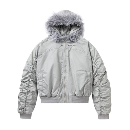 Unisex jas met capuchon en imitatiebont kraag