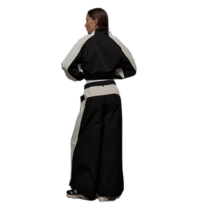 Drawstring sports jacket and pants set