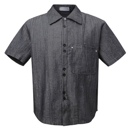 Polo Collar Short Sleeve Shirt Summer Loose Collar Shirt Men