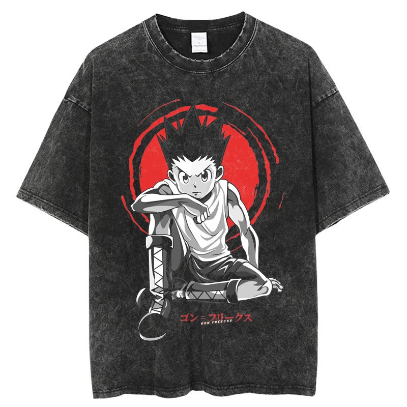 Summer New Fullmetal Alchemist Anime Print T-Shirt Summer Cotton Washed Top Retro Vintage Short Sleeve