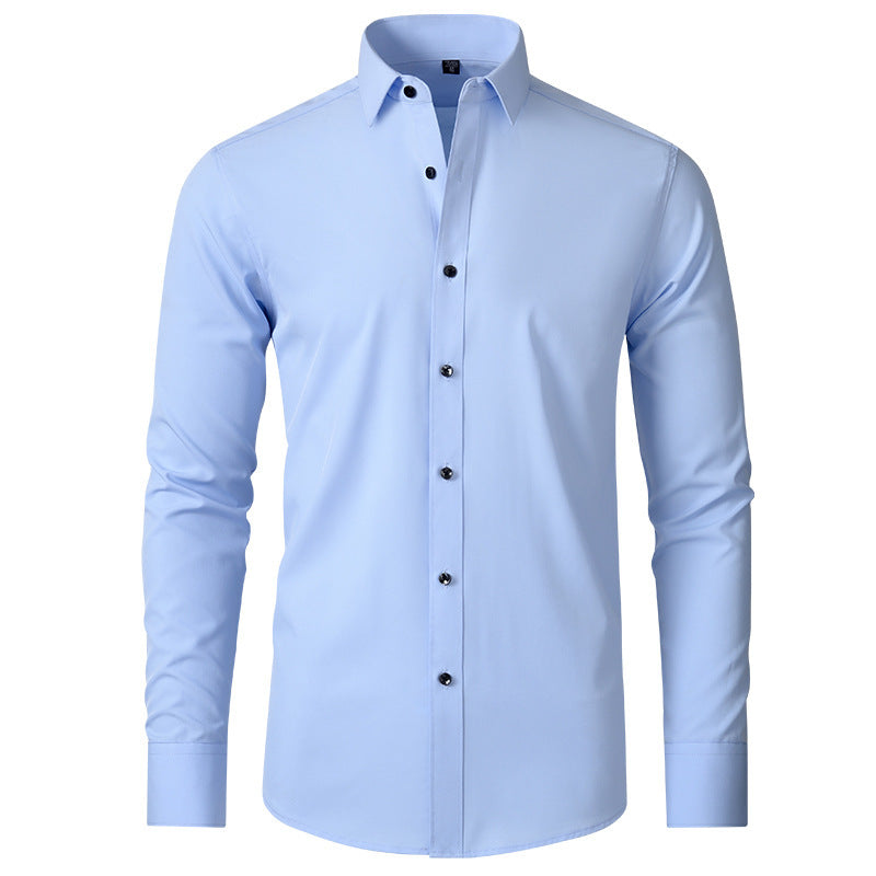 Cotton Long Sleeve Shirt Men's Stretch Non-Iron Dress Shirt  Size Business Casual Shirt