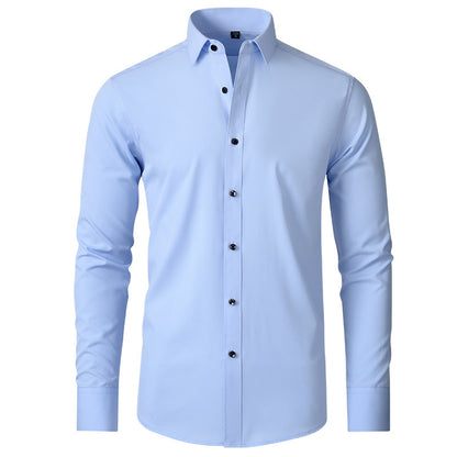 Cotton Long Sleeve Shirt Men's Stretch Non-Iron Dress Shirt  Size Business Casual Shirt
