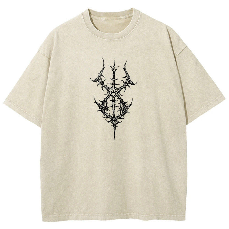 Anime BerserkPrinted T-Shirt Summer Cotton Washed Vintage Short Sleeve