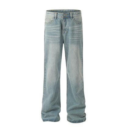 Washed denim pants