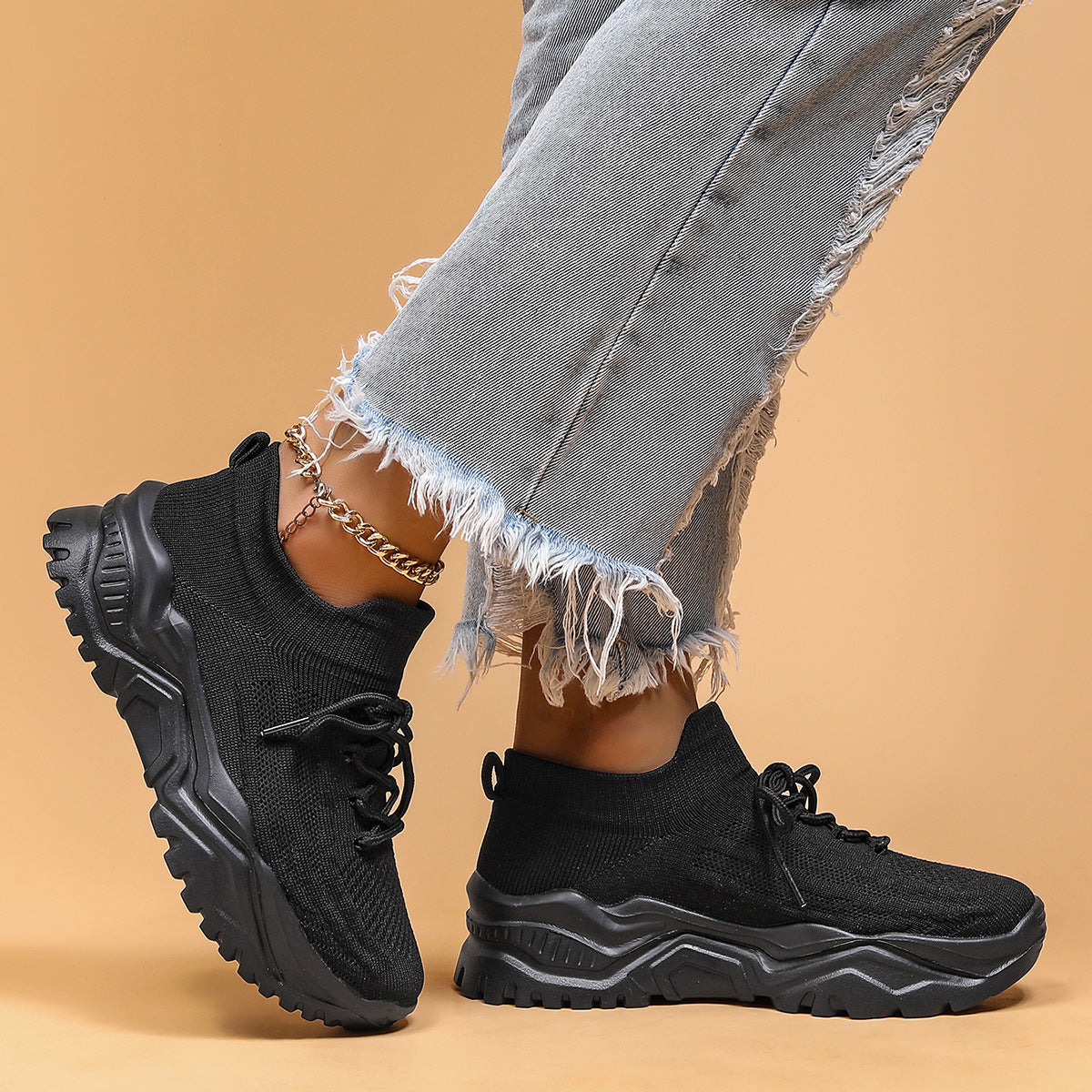 Ademende geweven sokkensneakers voor dames