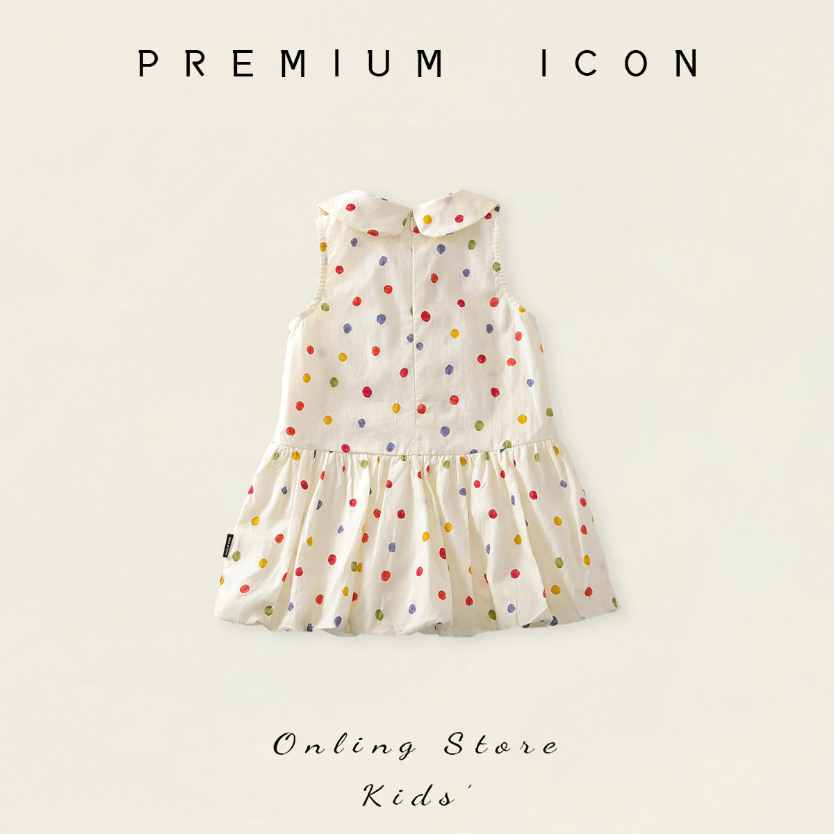 Cute Dress for Girls, Polka Dot Ruffle Sleeveless Peter Pan Collar Dress