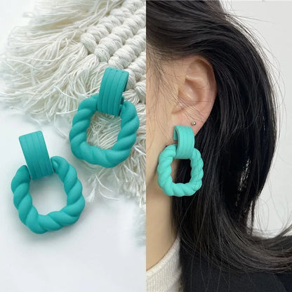 Boho Women's Acrylic Hoop Earrings New Fashion Geometric Twist Dangle Earrings  Trend Female Jewelry Gifts