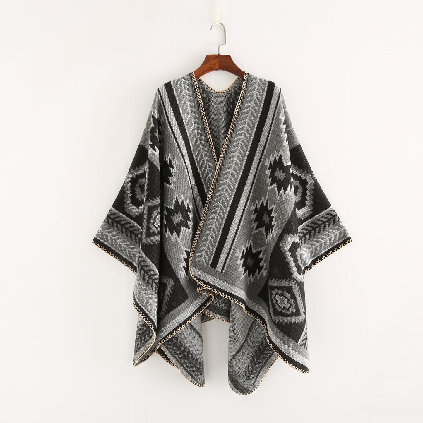 NEW Women Winter Boho Hooded Coat Cape Poncho Ladies Shawls Wrap Female Pashmina Plaid Cashmere Blanket Scarf
