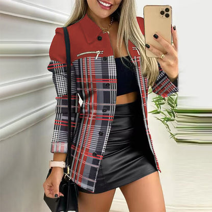 Chic Black Blazer with Long Sleeves Button Notch Lapel Office Style Elegant Women's Suit