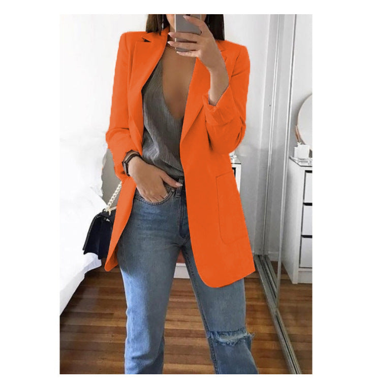 European and American fashion collar slim fit cardigan temperament suit jacket for women
