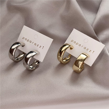 Minimalist Gold Silver color Metal Large Circle Geometric Round Big Earrings for Women Girl Wedding Party Jewelry