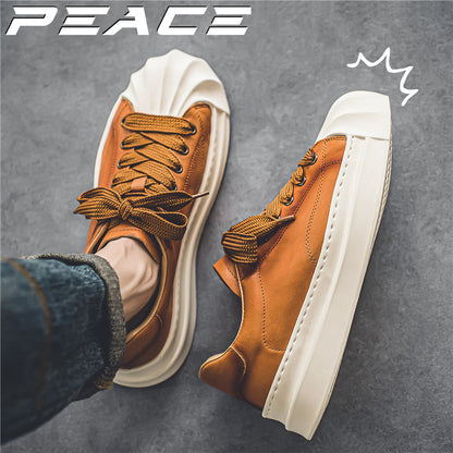 Lage casual leren sneakers met aparte neus voor heren