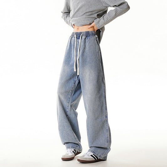 Vintage gewassen herenjeans met rechte pijpen