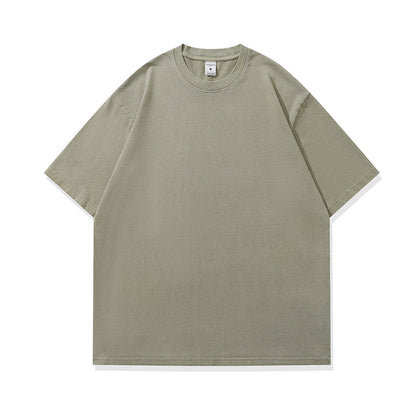Men's Fashionable American Street Style Loose Drop Shoulder Pure Cotton Short Sleeve T-Shirt with Print Customization