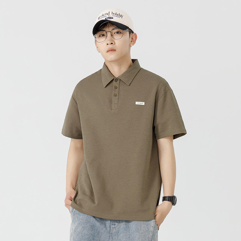 Short sleeved lapel loose T-shirt for men summer