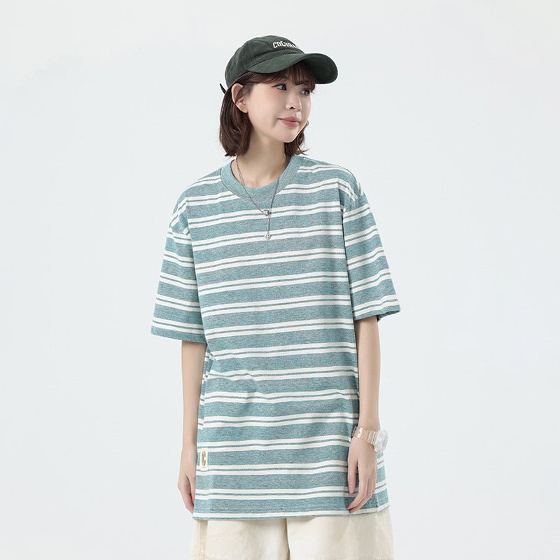 Cloud striped T-shirt men's short sleeved summer