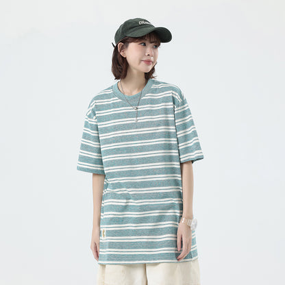 Cloud striped T-shirt men's short sleeved summer