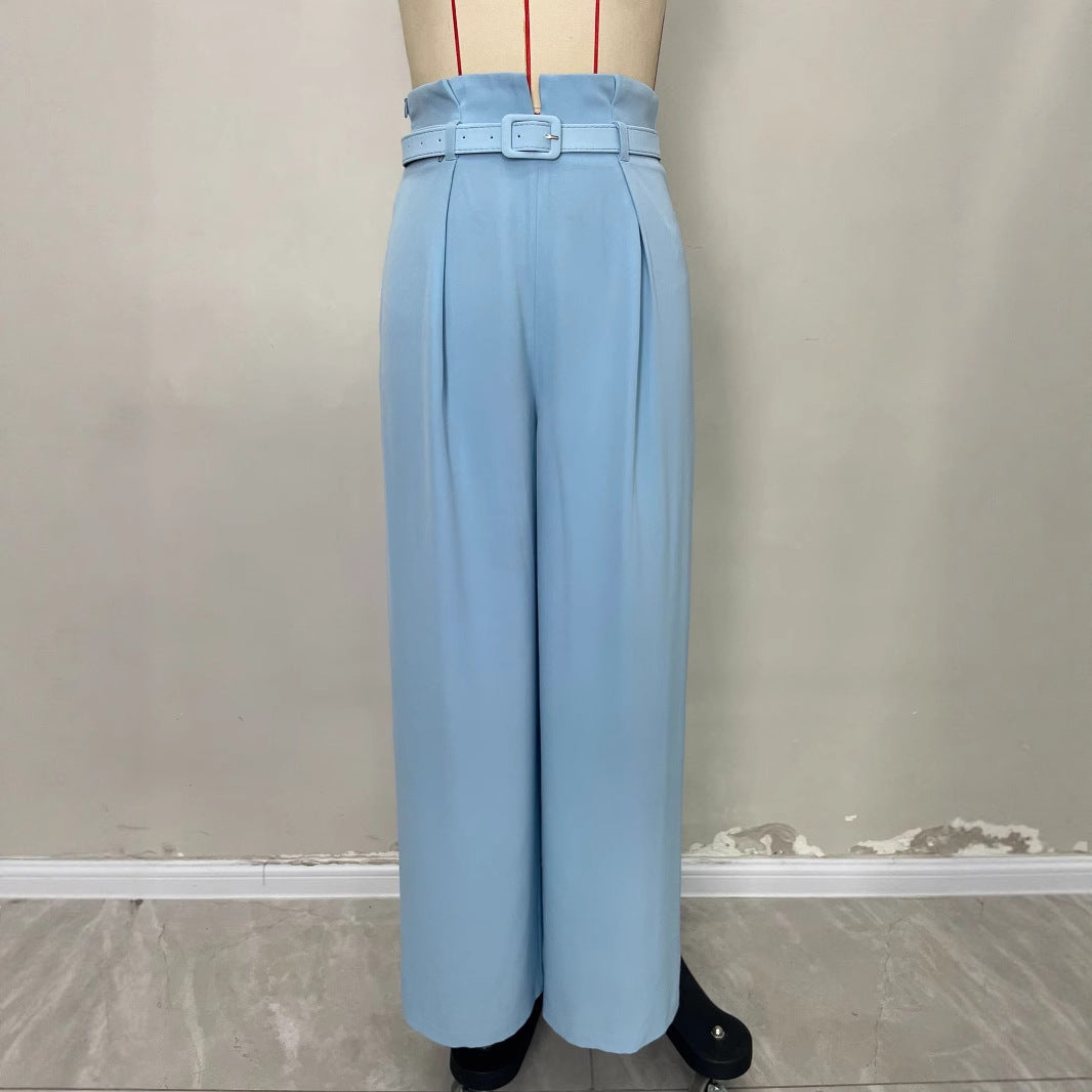 Wrinkled waist cinched pants