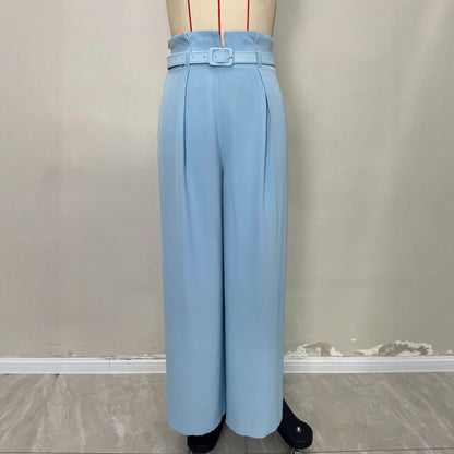 Wrinkled waist cinched pants