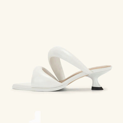 Women Comfortable Thick Strip Design Sandals Thin High Heel Slippers Banquet Party Wedding Shoes