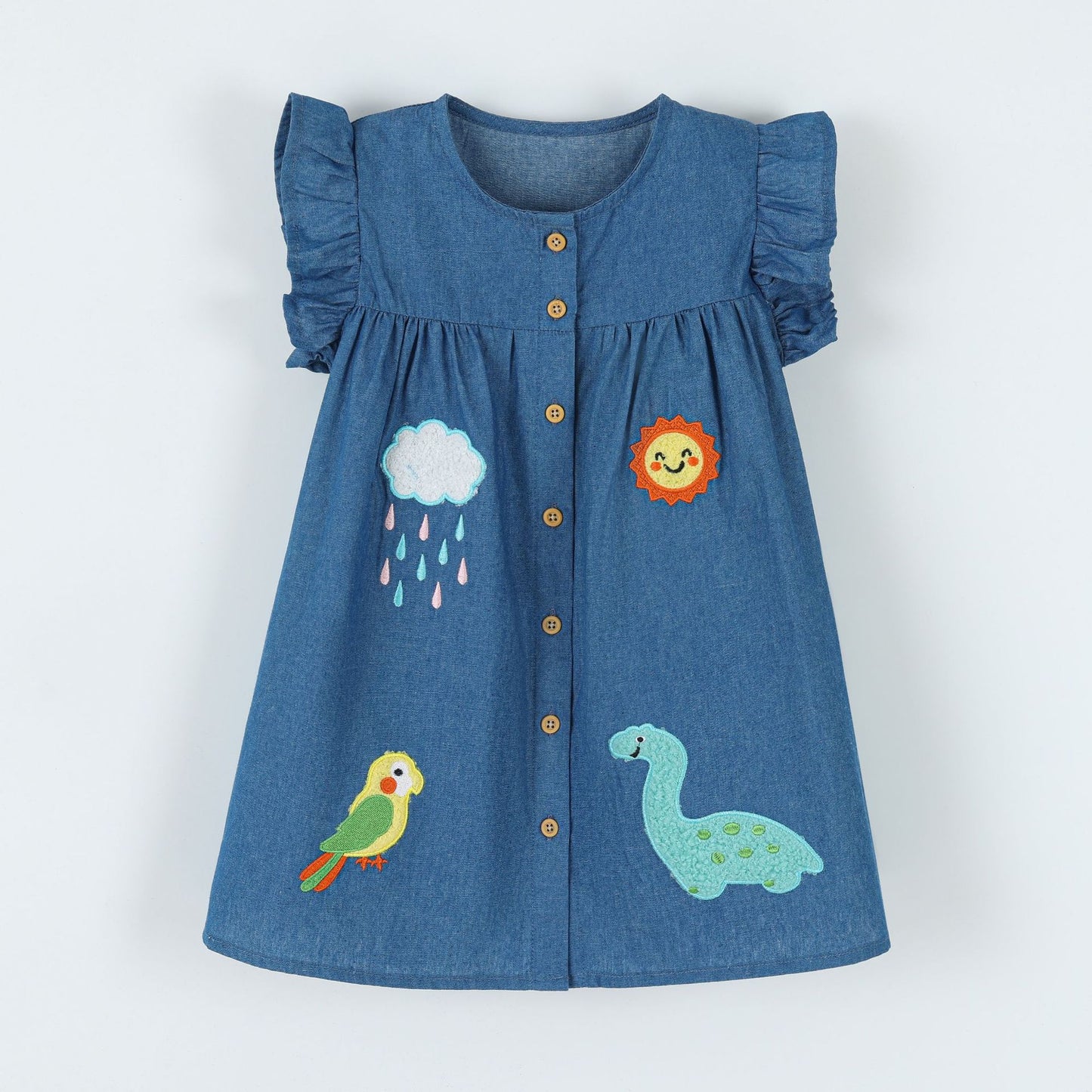 Dress for Kids with Cartoon Applique