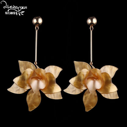 Boho etnische grote bloemvormige hangende oorbellen voor dames