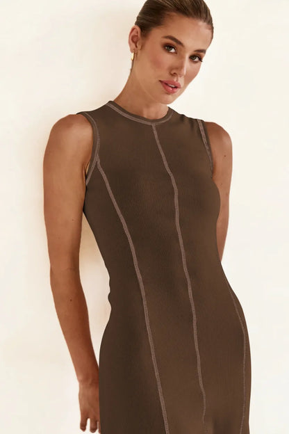Contrast Stitching Maxi Tank Dress