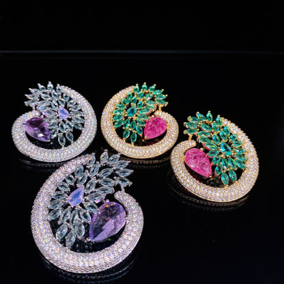 Stevige luxe oorbellen bezet met micro-zirconia van topkwaliteit