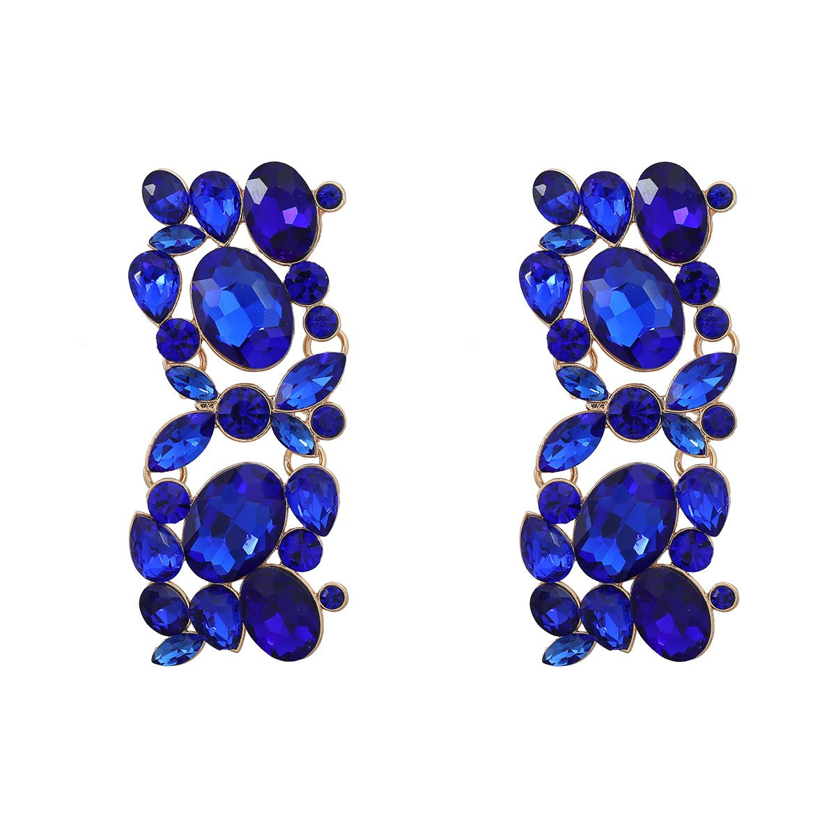 Full diamond square women's alloy inlaid diamond exaggerated earrings