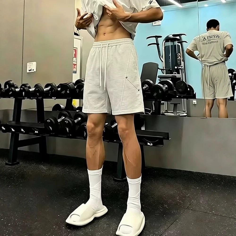 Cleanfit Deconstructed Patchwork Rivet Shorts for Men