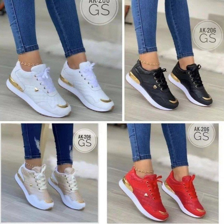 Casual damessneakers met ronde neus en platte zool