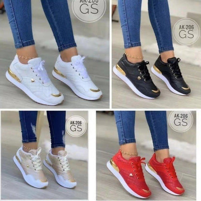 Casual damessneakers met ronde neus en platte zool