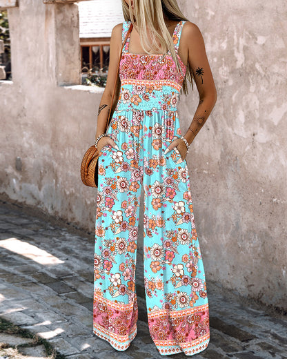 New Arrival Strap Shirred Waist Pocket Jumpsuit