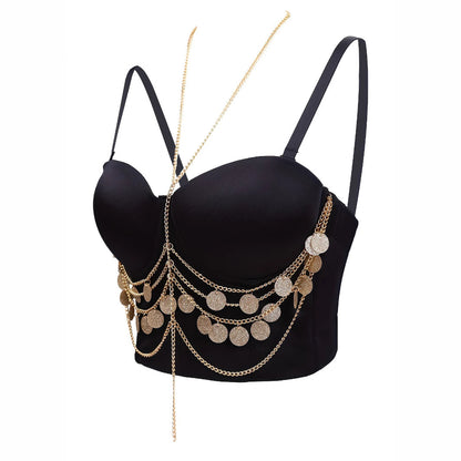 Sequined Strapless  with Tassel Detail for Women Summer Wear