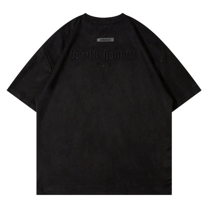 Basic Suede Solid Color Short Sleeve T-Shirt Summer Loose
