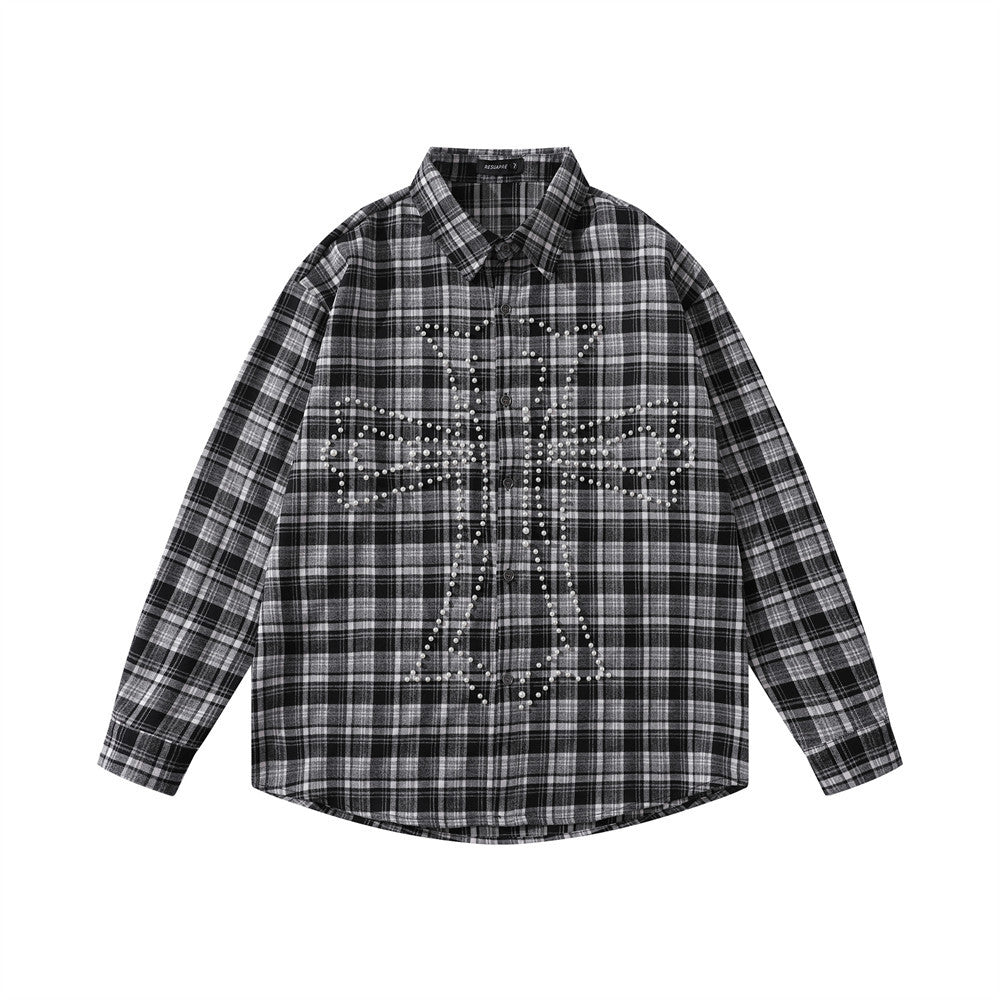 Loose plaid long sleeved shirt