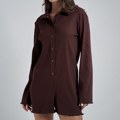 Sports Style Long Sleeve Top and Shorts Set for Women, Design Sense Casual Leisure Anti-Striped Jumpsuit