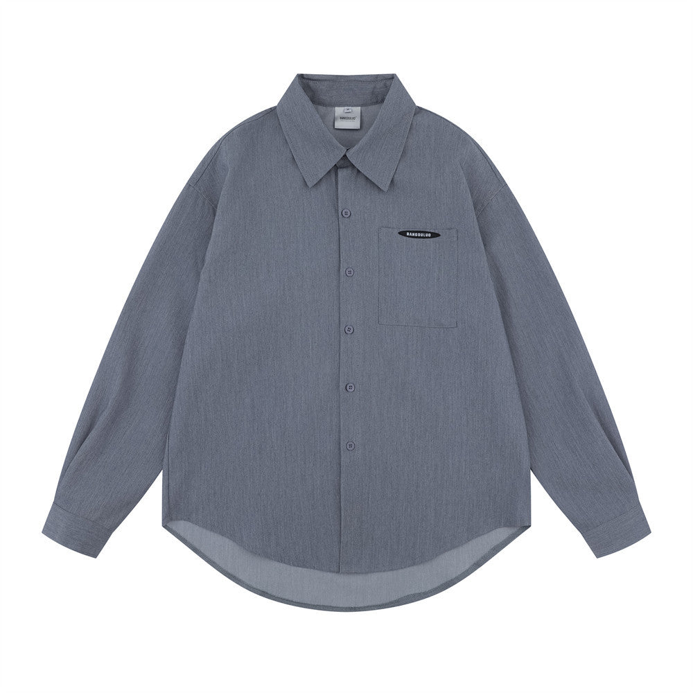 Loose solid color long sleeved shirt