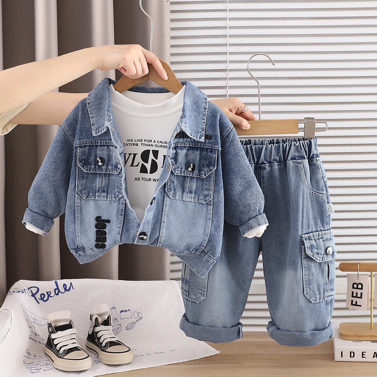 Cowboy long sleeved three piece set for baby children's clothing