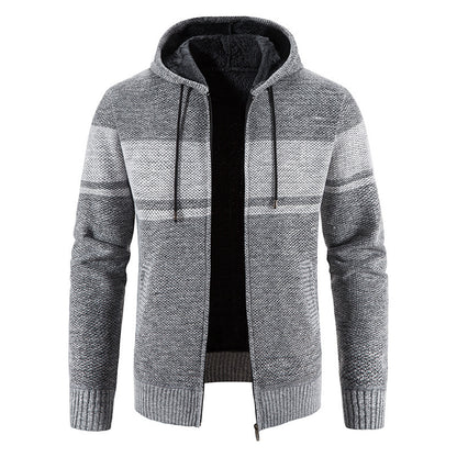 Spring and Autumn Men's Hooded Knitted Cardigan
