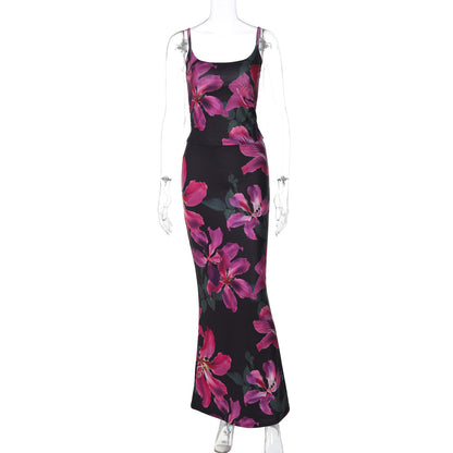 Women's Printed Sexy Mini Strapless Fitted Skirt Set