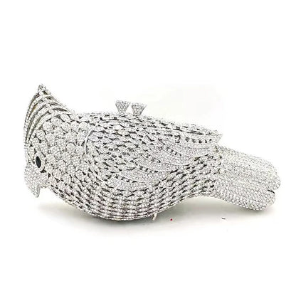 Clutch met spechtmotief en diamanten voor dames